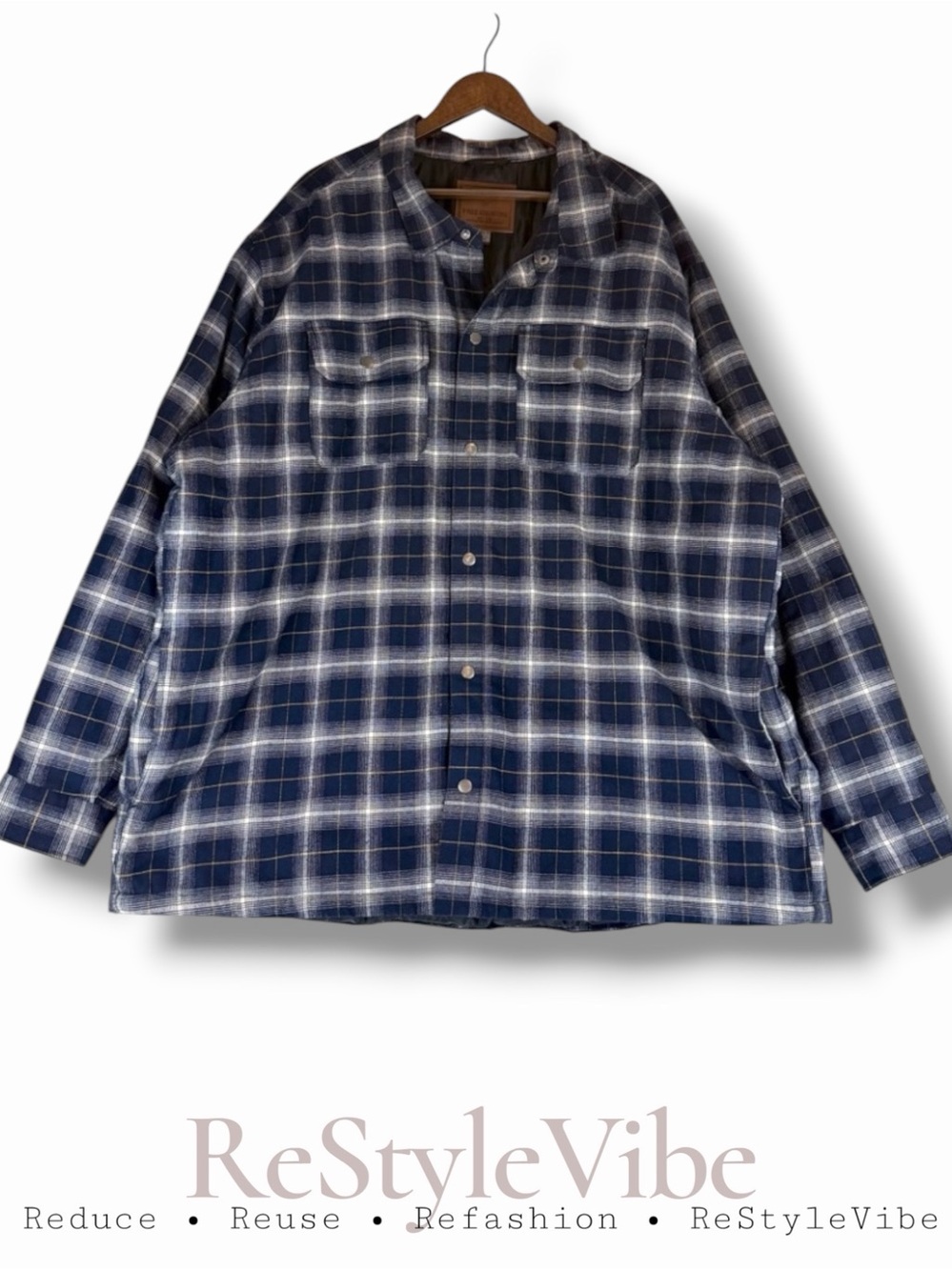 FREE COUNTRY Men’s Size 4XLT Shirt Shacket Quilted Lined Flannel Plaid